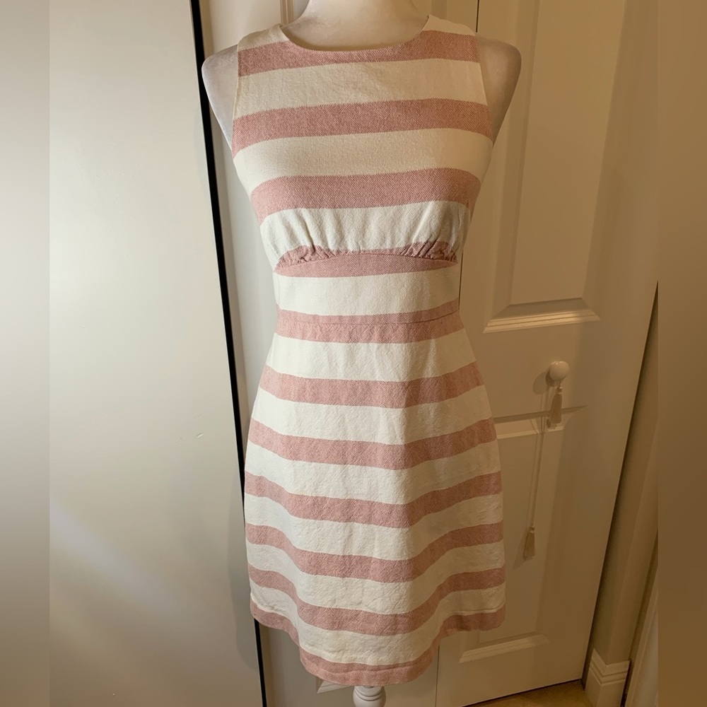 J. Crew Striped A-line Basket Weave Midi Dress 👗